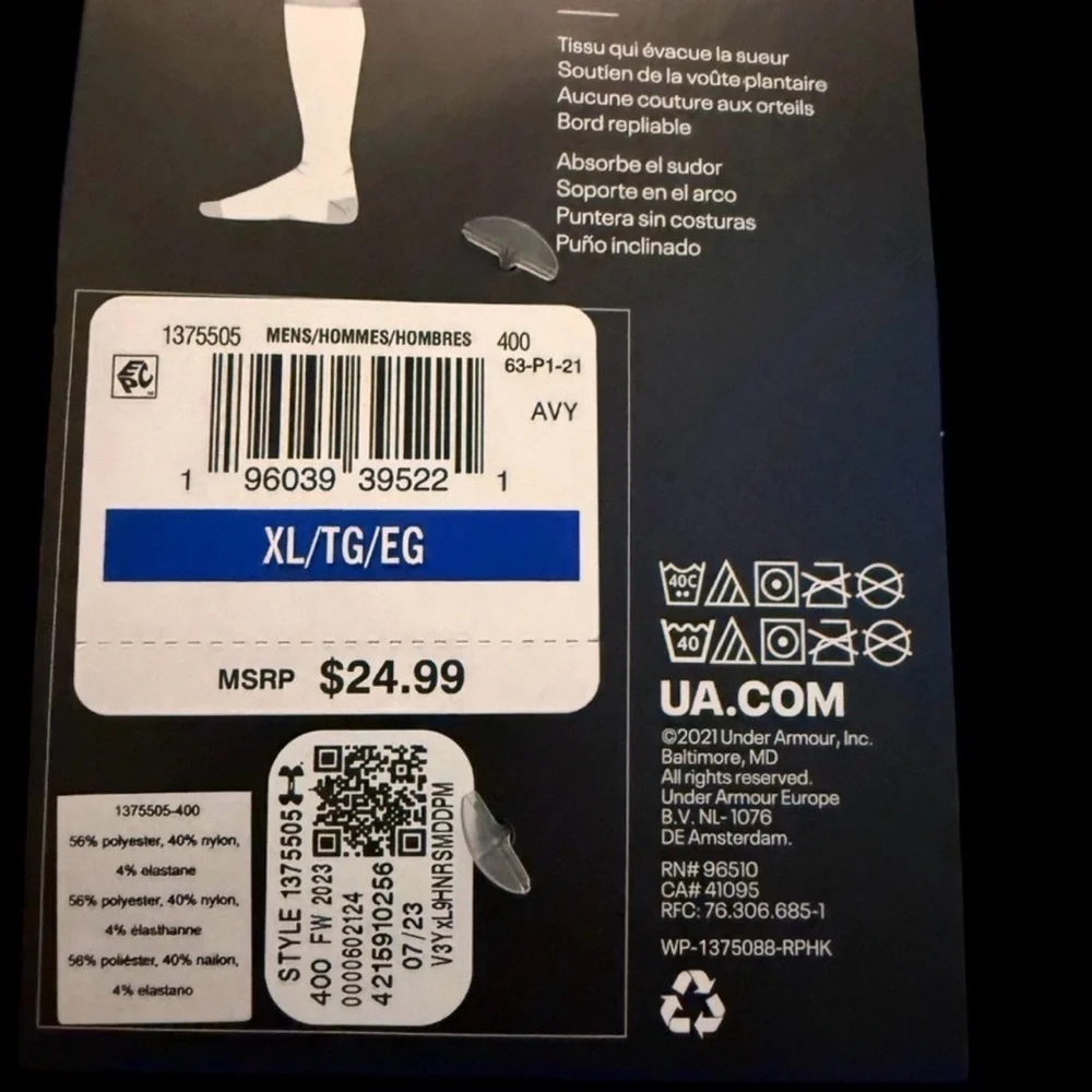 Under Armour Men’s XL 4 Pair of Misc Athletic Socks